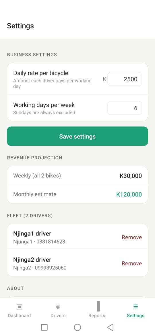Kabaza business tracking system